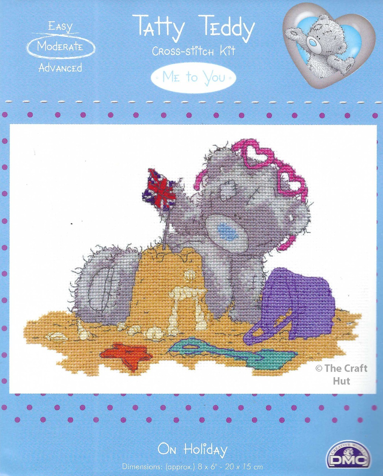 DMC Counted Cross Stitch Kit Tatty Teddy Me to You On Holiday 8"" x 6"" BL1079/72