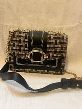 New without Tag Black and Gold Waven Crossbody bag with Chain strap