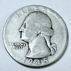 1945 Washington Quarter 25c 90% Silver Good Condition #4742