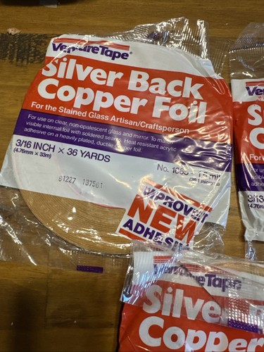 3 Roll Lot Of Venture Tape Silver Back Copper Foil 3/16" X 36 Yards - 1.5 Mil - Picture 2 of 5