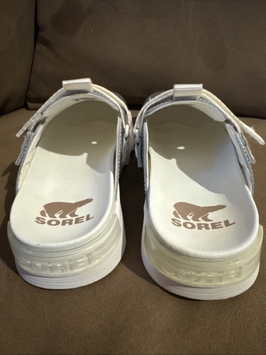 Sorel Vibe Clog Rainbow Silver & White Slip on Sporty Leather Flat Size 7 - Picture 5 of 12