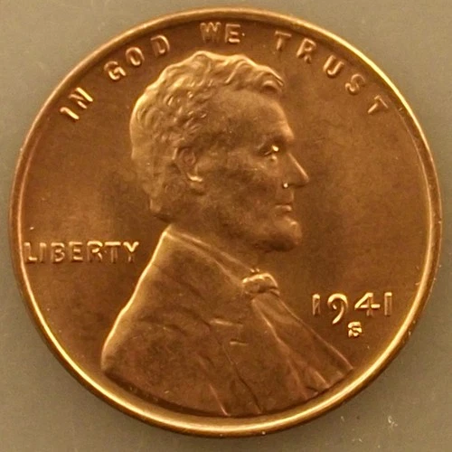1941-S Uncirculated BU Red RD - Lincoln Wheat Cent Free Shipping