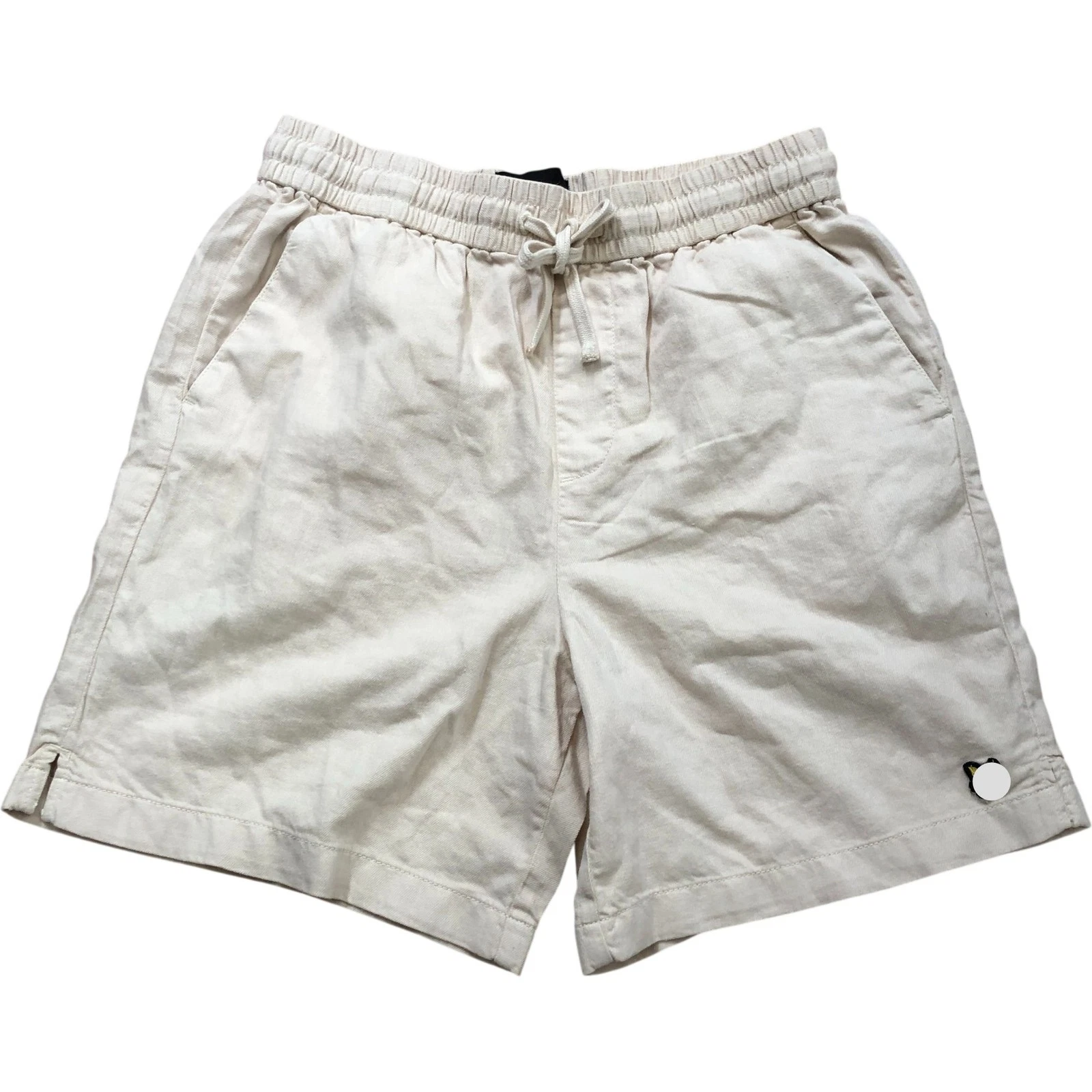 Men's Casual Shorts Size L Cotton Linen Blend Cream Beige