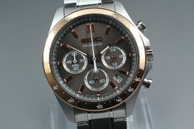 [N MINT w/Box] SEIKO Spirit Chronograph SBTR026 8T63 42mm Brown Quartz Men Watch