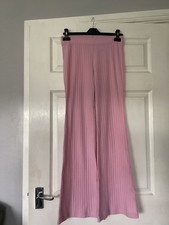 H&M Divided Pink Ribbed Flare Pants High Waist Women Size Med  Lounge Wear
