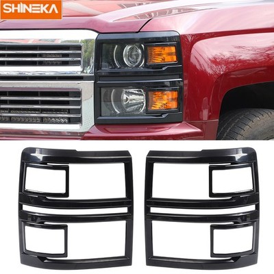 For 2014-2015 Chevy Silverado Headlight Frame Cover Trim Decor Shell Molding Kit