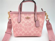 CW032 Coach Pink City Mini Tote Bag In Signature Canvas Outlet Products NWT