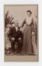 Victorian High Class Woman and Man Studio Portrait 1890s Antique CDV Photo