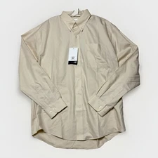 Cutter & Buck Long Sleeve Button Down Shirt NWT XL Birch Preppy Office Cream