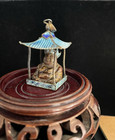 ANTIQUE CHINESE EXPORT ENAMEL PAGODA  with CARVED TIGER EYE BUDDHA  SILVER — photo 4