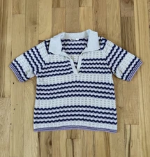 Marine Layer Spencer Polo Sweater Size Large Women’s Purple Blue