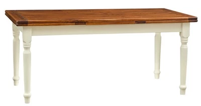 Tavolo Rectangulaire Extensible En Bois Massif Blanc Noce 180x90 Cuisine Country - Photo 1/4
