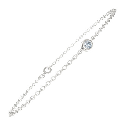 Finecraft Lünette Link Armband mit kreiertem Moissanit in Sterlingsilber, 7''