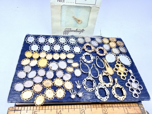 73 Pcs Vintage Settings Frames Pendants Bezels Findings Silver Gold Mixed Lot
