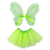 Fee Set FlüGel & Tutu Boland KostüM Kinder Elfe GrüN Fasching Karneval