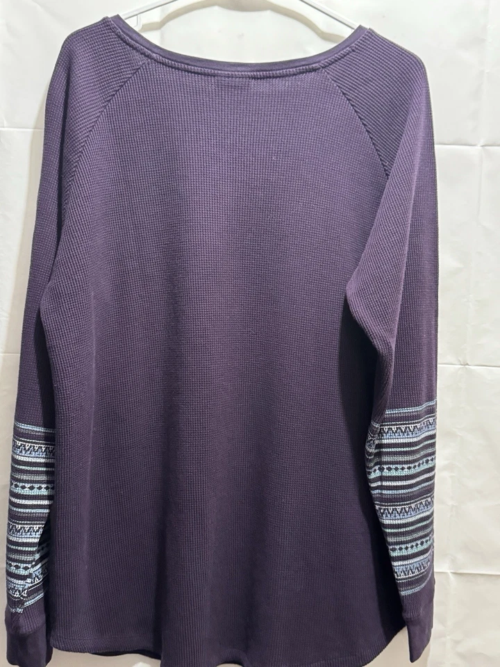 Columbia Sportswear длинным рукавом фиолетовый топ с полосками на рукавах Sz 1 X свитер - Изображение 4 из 4