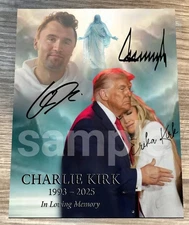 New Charlie Kirk  Pres Trump & Erica Kirk 8x10 Memorial Photo