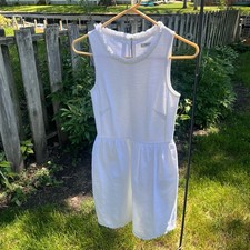 Madewell XS Afternoon Tea Fit Flare Dress Sleeveless Stretch Fringe Edge Pockets