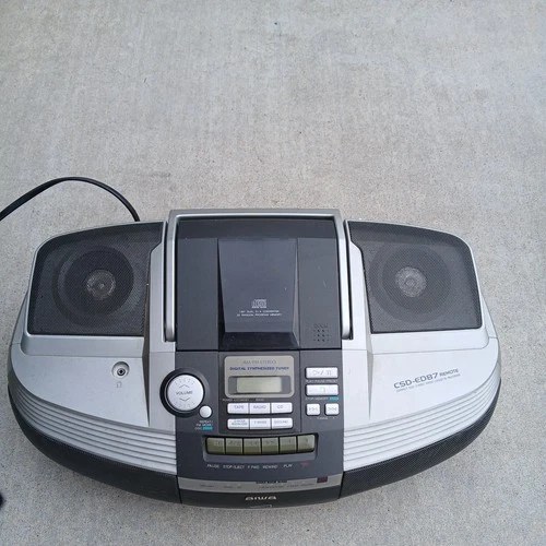 Aiwa CSD-ED87 🎶 CD Stereo Radio, T-Bass, Cassette Recorder, No Remote ✅