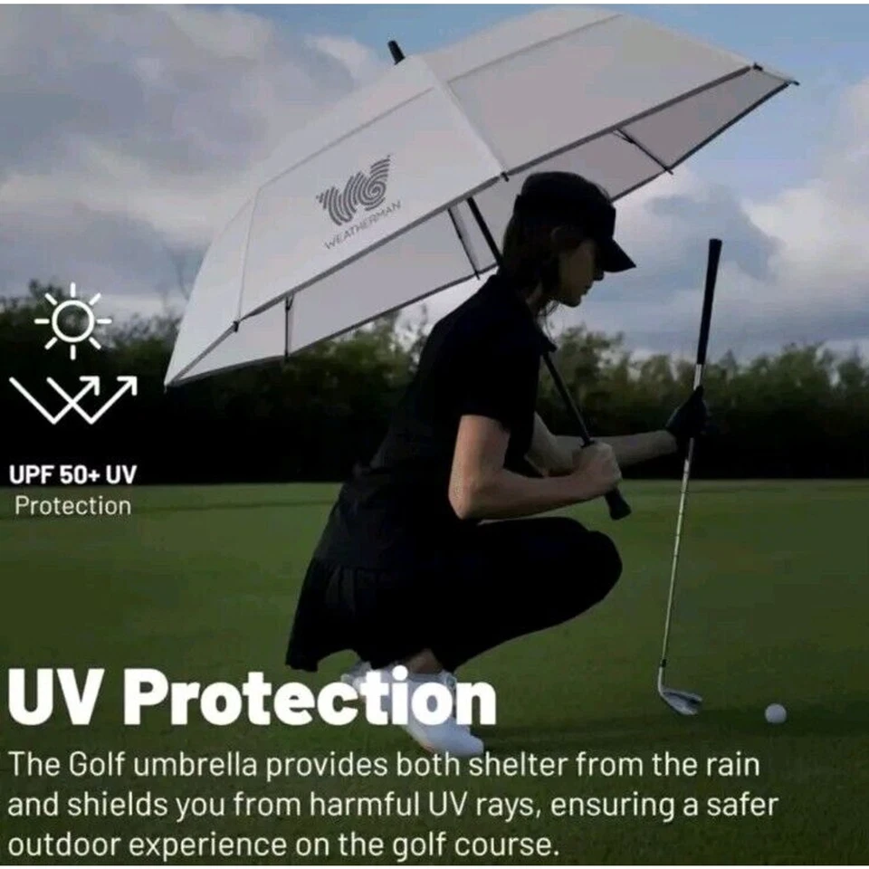 Paraguas exterior Weatherman University Of Maryland Golf 68" blanco abierto automáticamente Foto 3 de 4