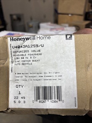 Honeywell Home, Zone Valve 120/60. 3/4 In Sweat. 8Cv. 8 PSI Close-Off,