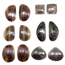 12 Pcs Natural Unheated Sapphire Pair 12-23mm Checker Cut Flat Back Gemstones