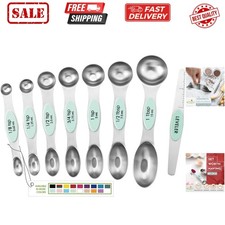 Stainless Steel Magnetic Measuring Spoons Set of 8 with Leveler, Nesting Meta...