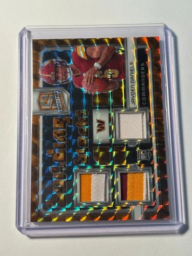2024 Spectra Building Blocks Jayden Daniels GOLD Prizm #/10 PATCH RC ROOKIE