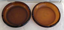 2ct Vintage Glass Amber Brown Large Heavy 8" Ashtray Cigar Mid Century Modern