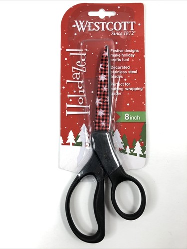 Westcott Holiday Scissors 8-inch Christmas Plaid Snowflake - Picture 2 of 6