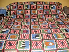 Vintage Country Fabric 2 1/2yards X 58" wide 1990's Cows Cats Rabbit Checks