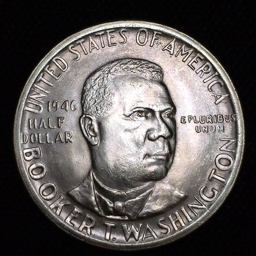 1946 BOOKER T WASHINGTON COMMEM. SILVER HALF DOLLAR & GREATEST AMERICANS ART BAR - Picture 4 of 7