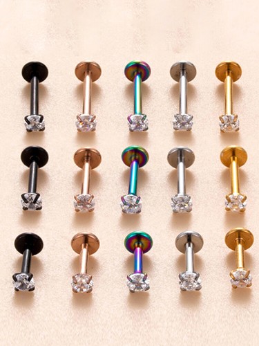 Titanium Ear Helix Tragus Cartilage Earring Lip Crystal Bar Stud Body Piercing ↕ - Picture 13 of 26
