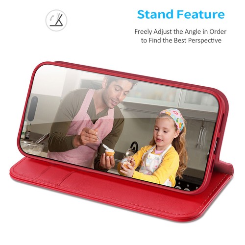 Echt Leder Brieftasche Kartenetui Magnet Flip Case für iPhone16e/16/15 ProMax - Bild 39 von 51