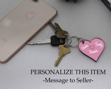 Single Heart Key Chain,Personalized Free, Engraved Couples Gift