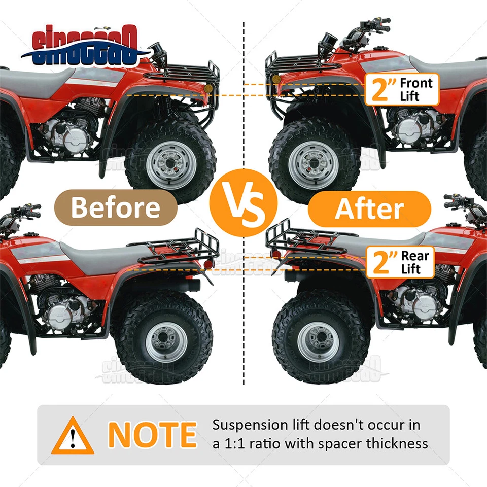 Black 2" Front & Rear ATV Full Rise Lift Kit For Honda TRX300 FourTrax 1993-2000 - Image 2 of 4