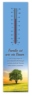 Kult-Thermometer + Schlüsselhalter - Familie is ein Baum - Alu Innen+Aussen T010