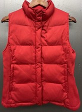 Vtg Gap Down Puffer Vest Women S Red Zip Pockets Hiking Gorpcore 90s Y2K