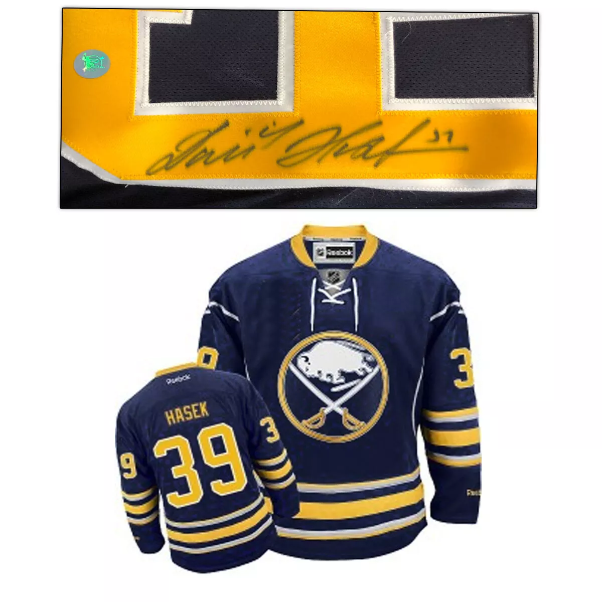 Dominik Hasek Buffalo Sabres Blurry Signed Reebok Jersey 5