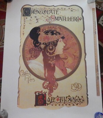 Vintage Mucha Chocolate Amatller 1899 Candy Cafe Coffee Barcelona Spain