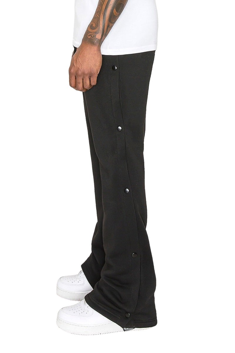 【BAON】Yutini banding snap button fleece wide pants Victorious Men's Casual Side Snap On Flared Bandana Fleece