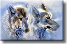 Ice Wolves Picture on Stretched Canvas, Wall Art decor, Ready to Hang!
