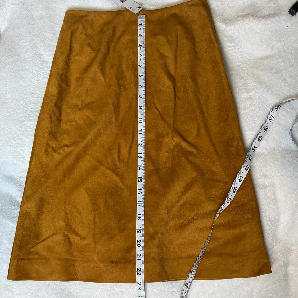 Saia Lápis Feminina Company Ellen Tracy Couro Marrom Forrado Zíper Petites 4 Nova - Imagem 4 de 4