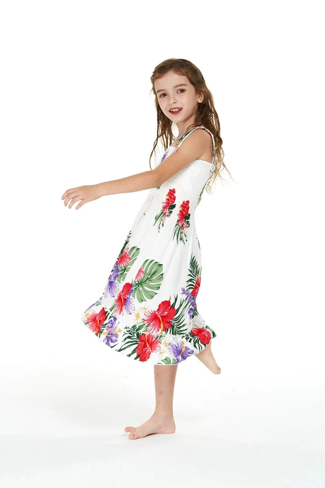 Девочка эластичный оборки гавайский Luau платье в белом - Изображение 2 из 4