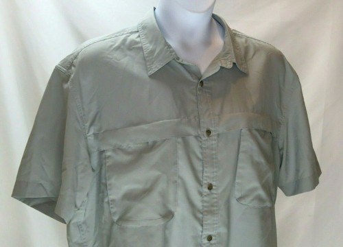 Mens St Johns Bay Vented Quick Dry Shirt Sz XXL Gray SS Fishing Hiking Button Fr - Picture 2 of 10