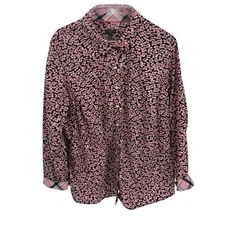 Talbots Woman Long Sleeve Roll Tab Cotton Pink Floral Blouse Size 16w Flip Cuff