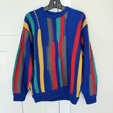 Vintage COOGI Australia Multicolor 3D Knit Pure Wool Knit Pullover Sweater M