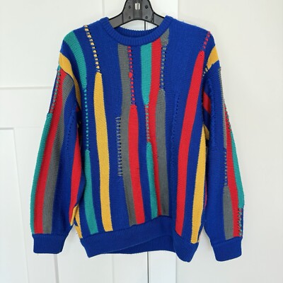 Vintage COOGI Australia Multicolor 3D Knit Pure Wool Knit Pullover 