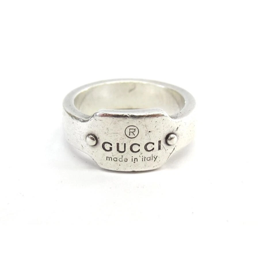 Bague plaque logo GUCCI argent 925, taille US 5,5 accessoires bijoux pour femmes #O1132