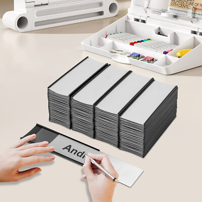 100 PCS Magnetic Label Holders Offices Data Card Holder 2x5.5 Inch with Magnets